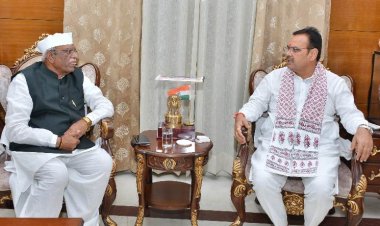 मुख्यमंत्री भजन लाल शर्मा ने राज्यपाल हरिभाऊ बागडे से की शिष्टाचार भेंट, विकास मुद्दों पर हुआ मंथन