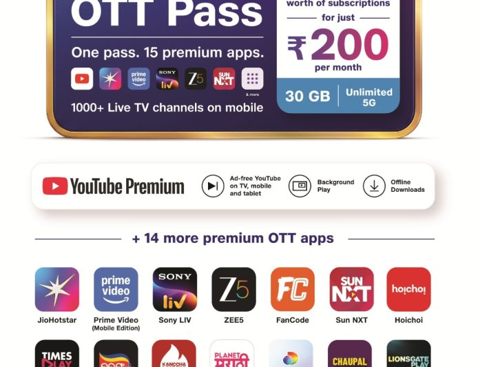 सिर्फ एक पैक में 15 OTT, 1000+ लाइव टीवी चैनल और 30GB डेटा; यूजर्स बोले—अब अलग-अलग सब्सक्रिप्शन का झंझट खत्म सबकुछ एक ही रिचार्ज में
