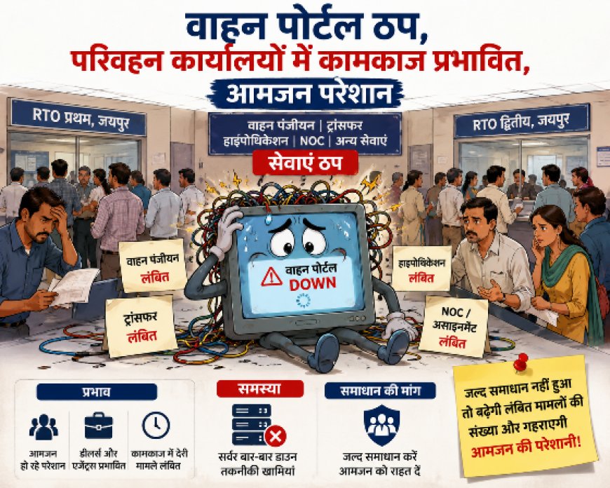 एक हफ्ते से ठप ‘वाहन’ पोर्टल, आरटीओ दफ्तरों में थमे काम; परेशान होकर लौट रहे लोग