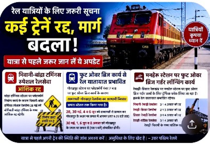 कई ट्रेनों के रूट बदले, कुछ रद्द… सफर से पहले जरूर पढ़ लें ये खबर वरना हो सकती है परेशानी!