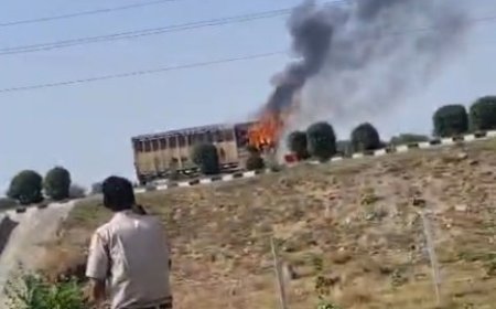 रिंग रोड पर दिल दहला देने वाला मंजर: 359 गैस सिलेंडरों से भरे ट्रक के केबिन में लगी आग, चालक की सूझबूझ से टला बड़ा हादसा