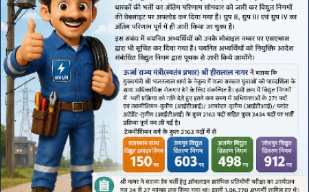 1 लाख से ज्यादा अभ्यर्थियों में सिर्फ 2073 का हुआ चयन: राजस्थान के विद्युत निगमों में नौकरी का बड़ा परिणाम जारी, चेक करें अपना नाम
