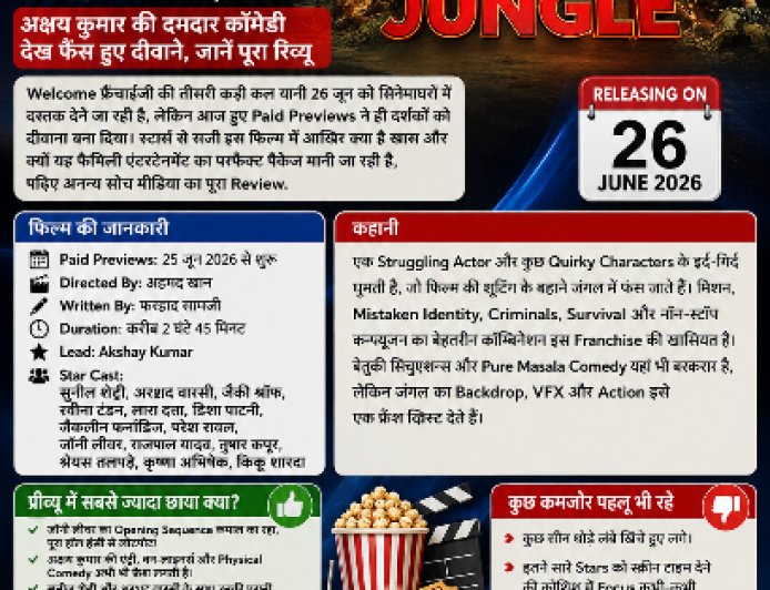 Welcome to the Jungle Preview: जॉनी लीवर की एंट्री से थिएटर में मचा हंगामा! अक्षय कुमार की दमदार कॉमेडी देख फैंस हुए दीवाने, जानें पूरा रिव्यू