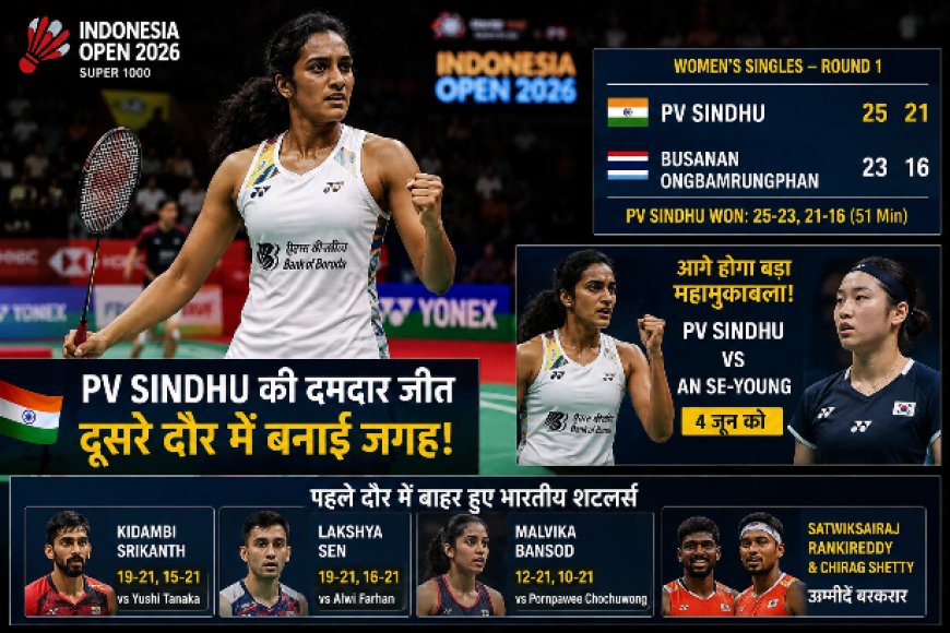 Indonesia Open में PV Sindhu का दमदार आगाज़: 51 मिनट की जंग जीतकर बढ़ीं आगे, अब World No.1 An Se-Young से होगी असली परीक्षा