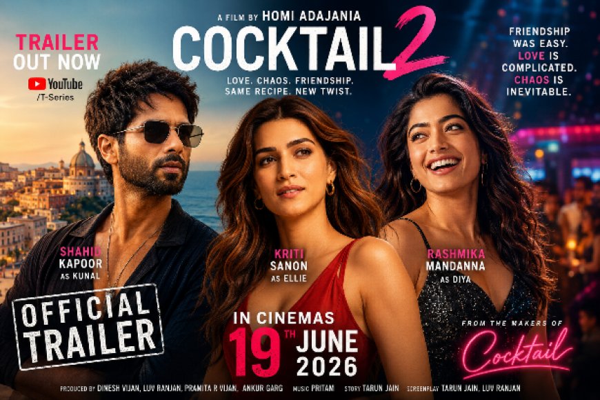 ‘इश्क, दोस्ती और धोखे का हाई-वोल्टेज गेम’: Cocktail 2 का Trailer रिलीज, Shahid-Kriti की Chemistry और Rashmika का Chaos बना चर्चा का केंद्र
