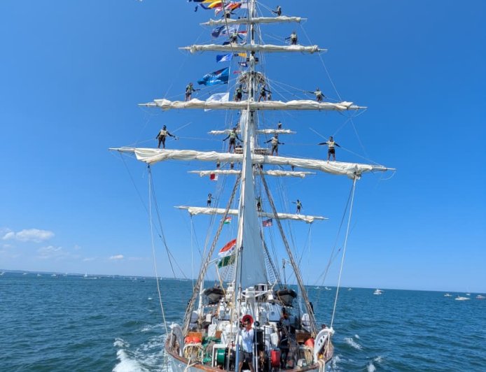Boston में लहराया तिरंगा: INS Sudarshini की Grand Parade of Sails में भव्य एंट्री, दुनिया ने देखा भारत का समुद्री दम