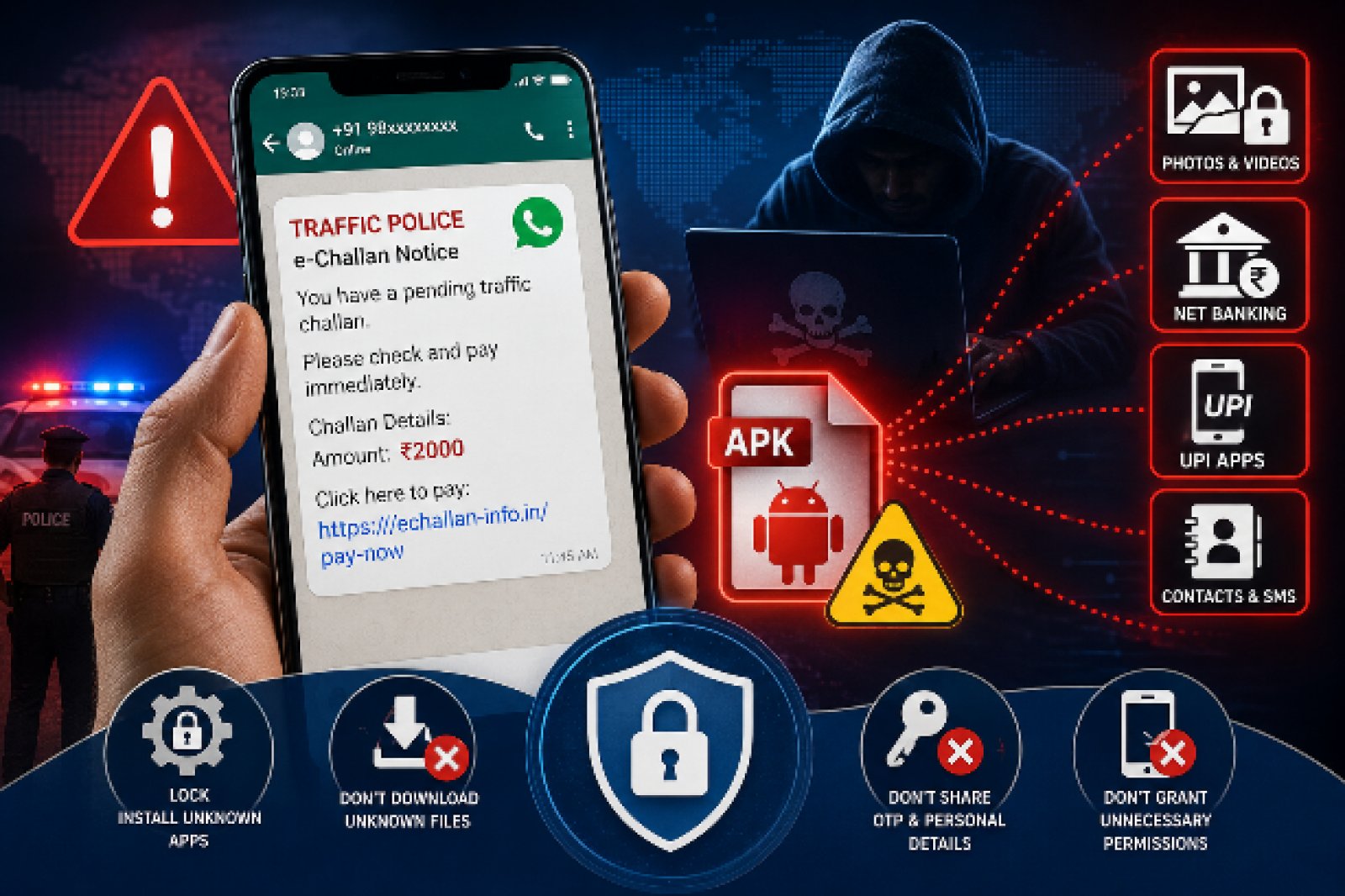 WhatsApp चालान Scam से सावधान! एक क्लिक में Phone Hack, UPI और Bank Account हो सकते हैं खाली