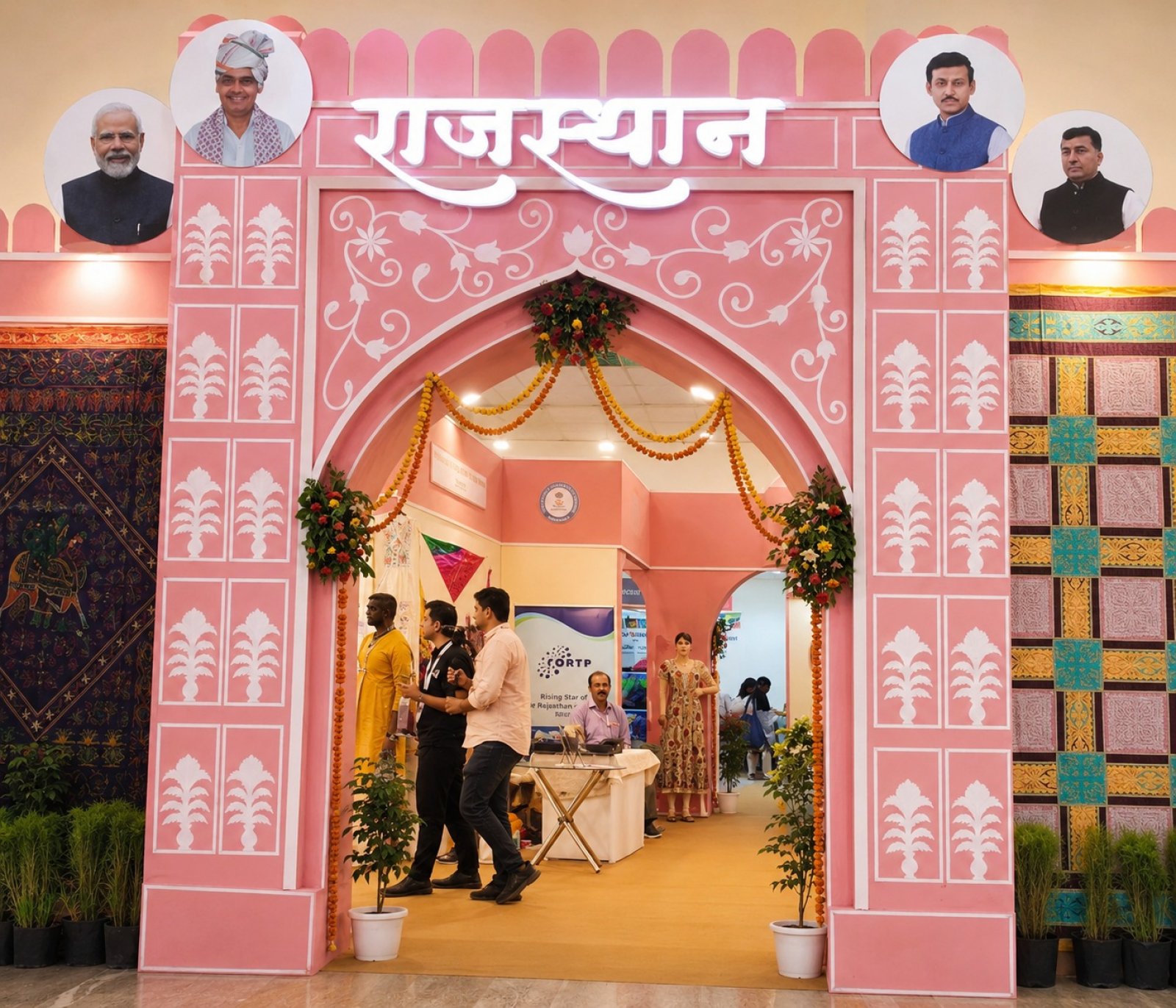 दिल्ली में बस गई 'Pink City'! Ajmeri Gate की भव्य झलक और Bagru Print Live Demo ने Bharat Tex 2026 में लूटी महफिल