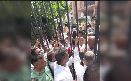 सत्र के पहले दिन ही सड़क पर उतरी Congress! बैरिकेड्स पर चढ़े विधायक, पुलिस से हुई धक्का-मुक्की
