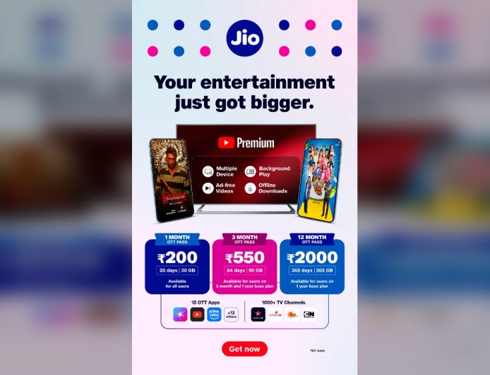 Jio का बड़ा धमाका: अब सालभर के लिए सिर्फ 2000 रुपये में मिलेगा पूरा OTT-Entertainment पैकेज