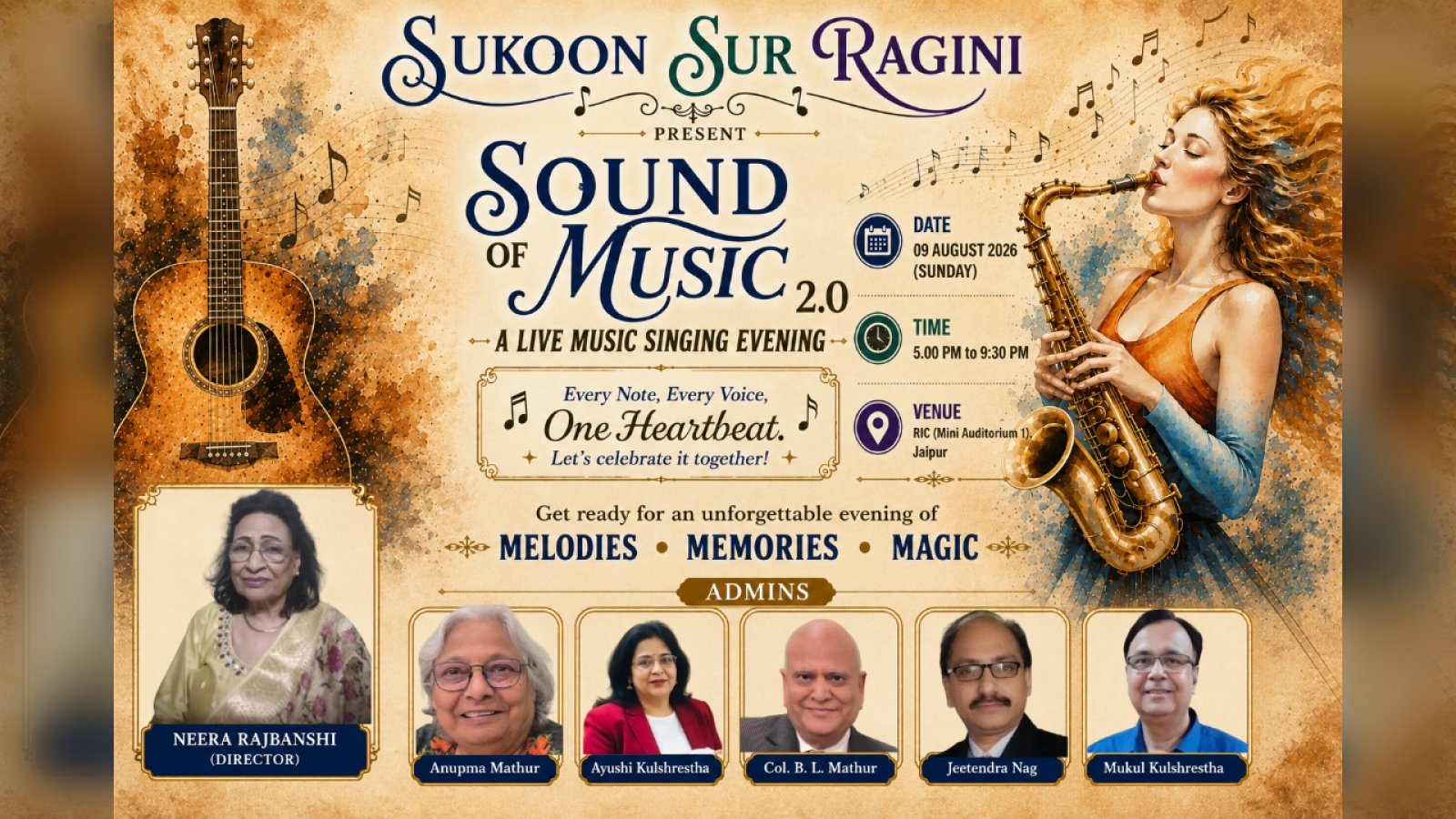 जयपुर में सजेगी सुरों की महफिल, 'SOUND OF MUSIC 2.0' में गूंजेंगे यादगार नगमे