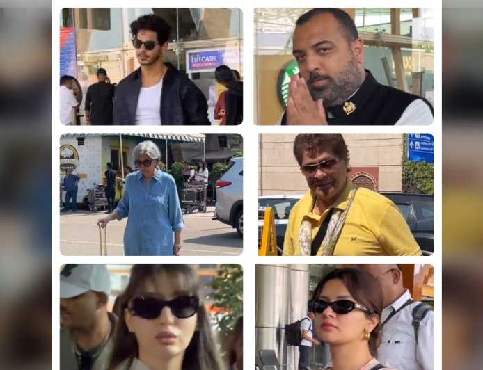 Jaipur Airport पर Bollywood सितारों की रौनक: ईशान खट्टर-जीनत अमान 'द रॉयल्स 2' की शूटिंग के लिए पहुंचे