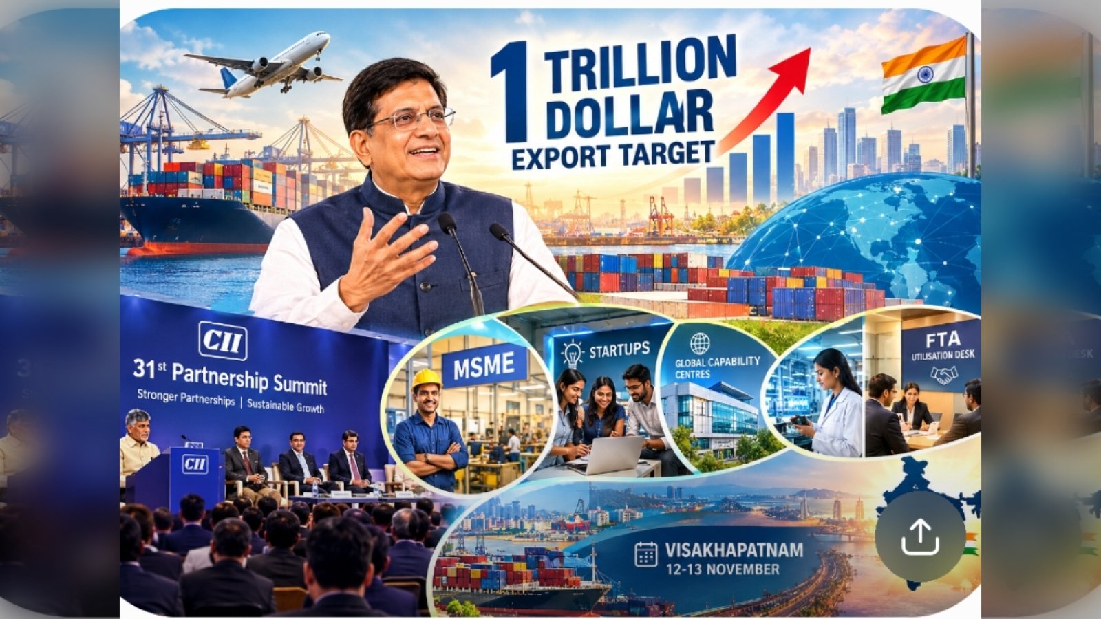 CII Partnership Summit Preview: पीयूष गोयल बोले- India 1 Trillion Dollar Export Target हासिल करने को आश्वस्त