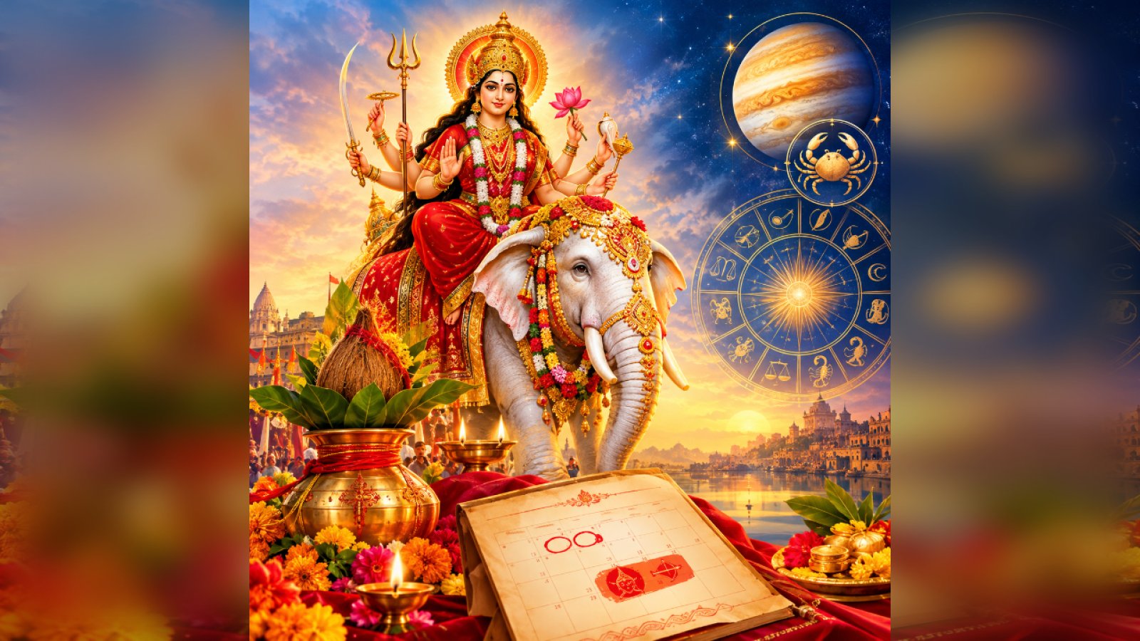 Shardiya Navratri 2026 आज से शुरू: हाथी पर सवार होकर आईं मां दुर्गा, बनेंगे Sarvartha Siddhi और Amrit Siddhi Yoga