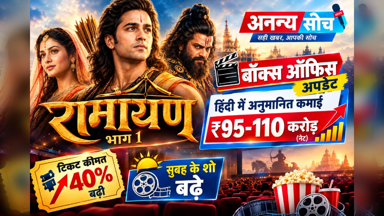 Ramayana Day 1 Prediction: टिकट 40% महंगे और सुबह के शो बढ़े, Opening ₹95-110 करोड़ तक का अनुमान