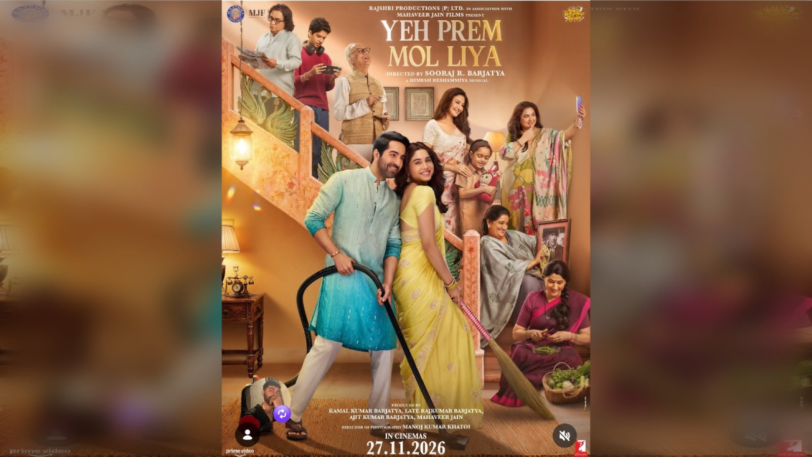 Yeh Prem Mol Liya Release Date: 27 नवंबर 2026 को सिनेमाघरों में आएगी Sooraj Barjatya की फिल्म