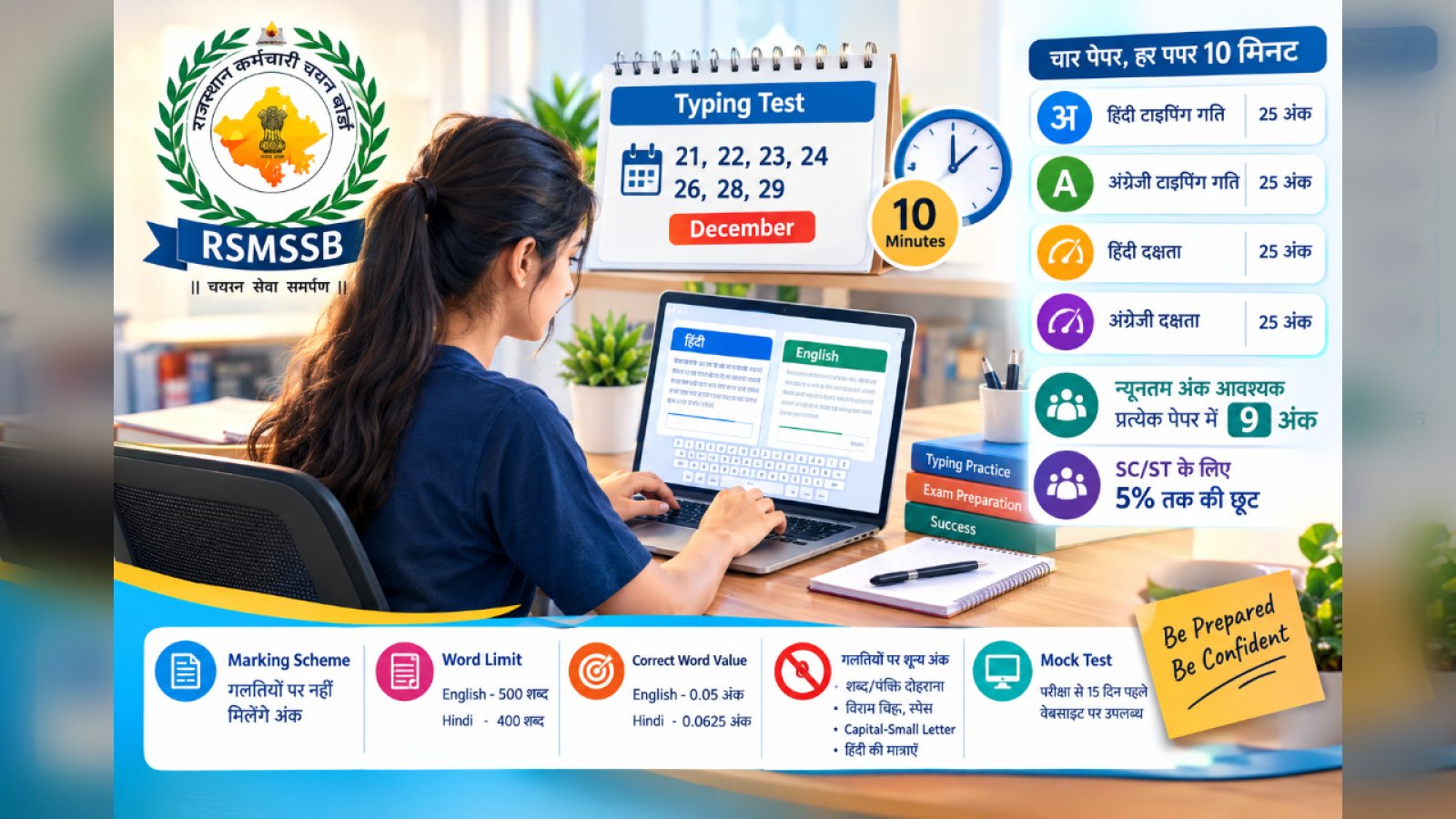 LDC Typing Test Rules जारी: 4 Paper, हर पेपर 10 मिनट, न्यूनतम 9 अंक जरूरी