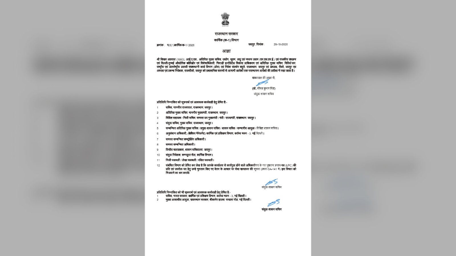 IAS Shikhar Agrawal APO: वरिष्ठ IAS Shikhar Agrawal APO, Industries और MSME सहित कई अहम विभागों का कार्यभार प्रभावित